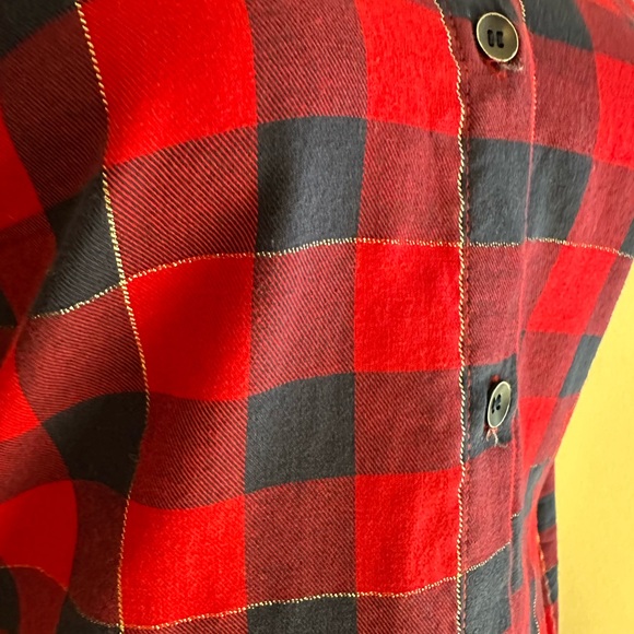 Splendid Women’s Red/Blue Long Sleeve Plaid w/Split Tail & Gold Triming - Size M - Picture 5 of 11